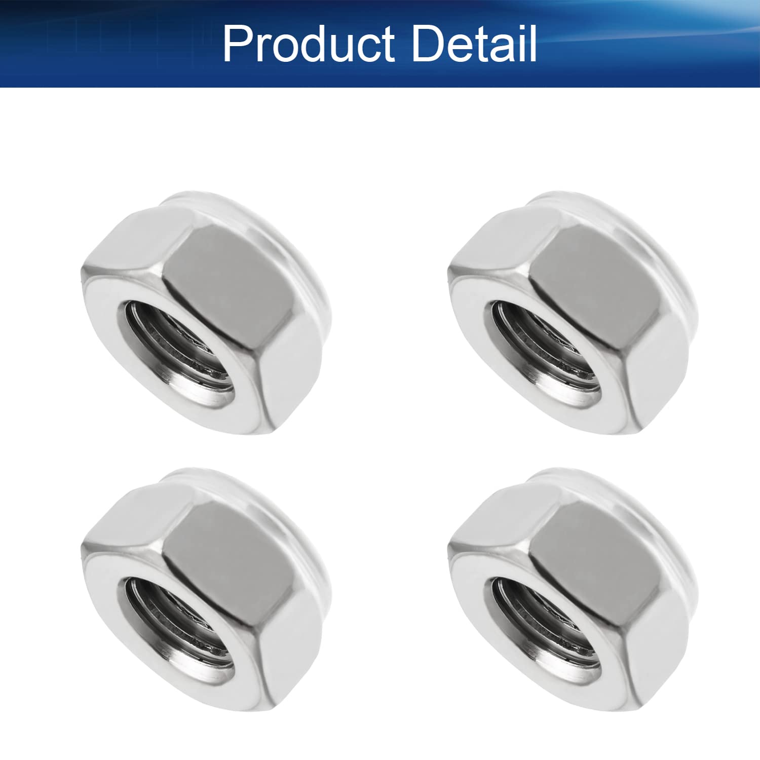 Yinpecly M8 X 1.25mm Nylon Insert Lock Nuts - 316 Stainless Steel, Pack Of 10