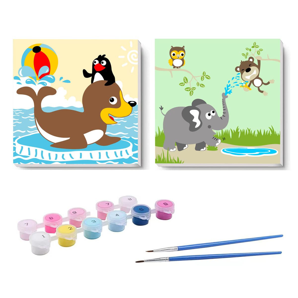 Photo 1 of 2 pk- Gifmore 2 Pack Paint by Number for Kids, DIY Oil Painting Kits for Girls and Boys, 8"X 8" Framed Colorful Animal Painting Sets for Childrens Framed-26