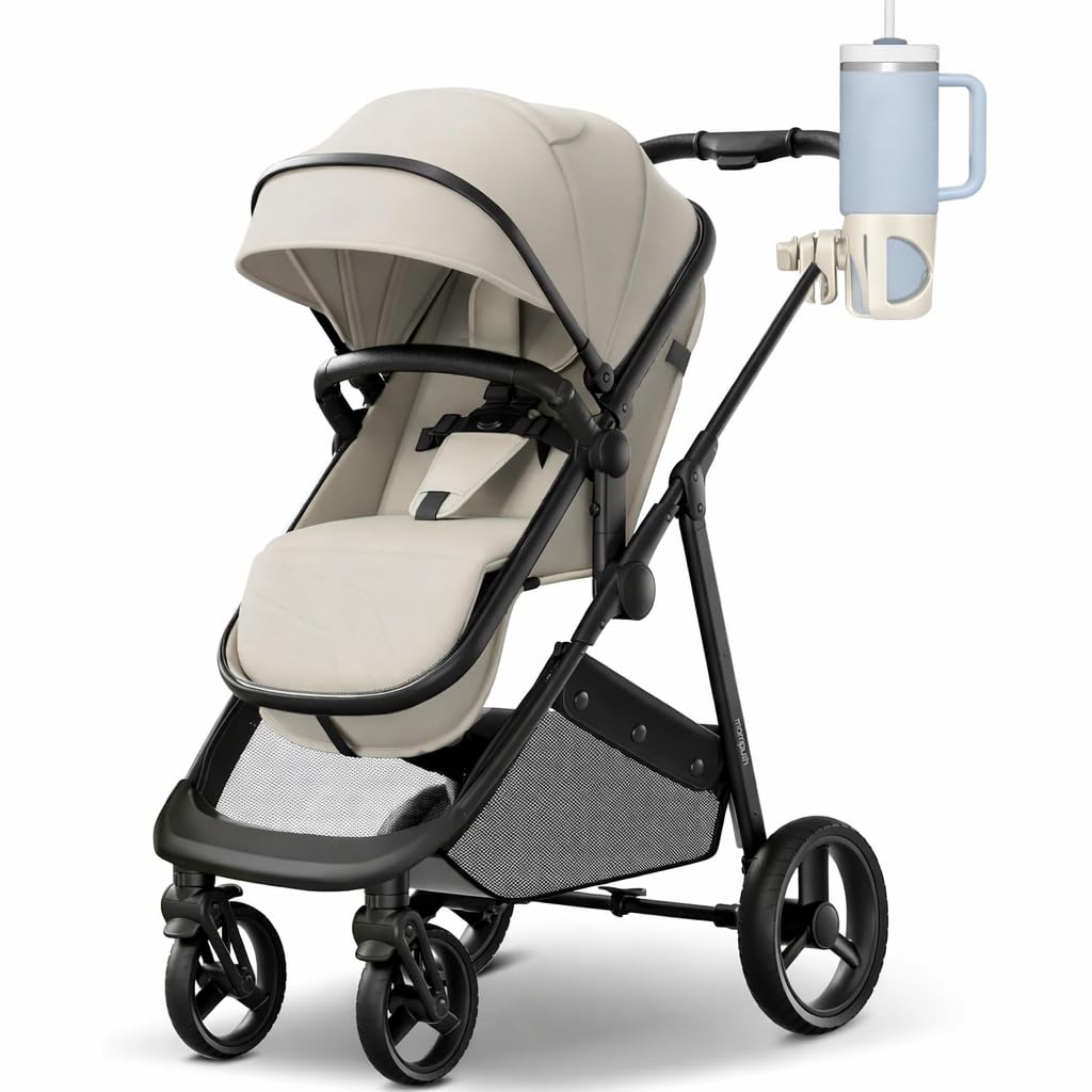 Nouveau porte-gobelet compatible avec Mompush. Un ajustement solide et super sécurisé. Rotation à 360 degrés. Anti-secousses et anti-déversement Blanc amande