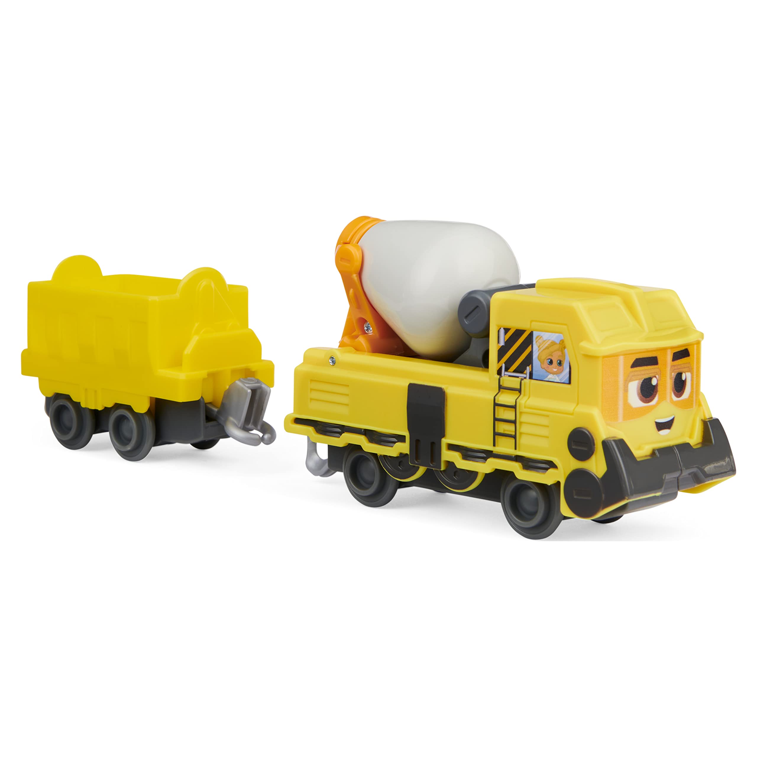 Mighty Express Push-and-Go Zug Build-es Bruno z wagonem towarowym - ręcznie obsługiwany pociąg do popularnego serialu telewizyjnego, od 3 lat