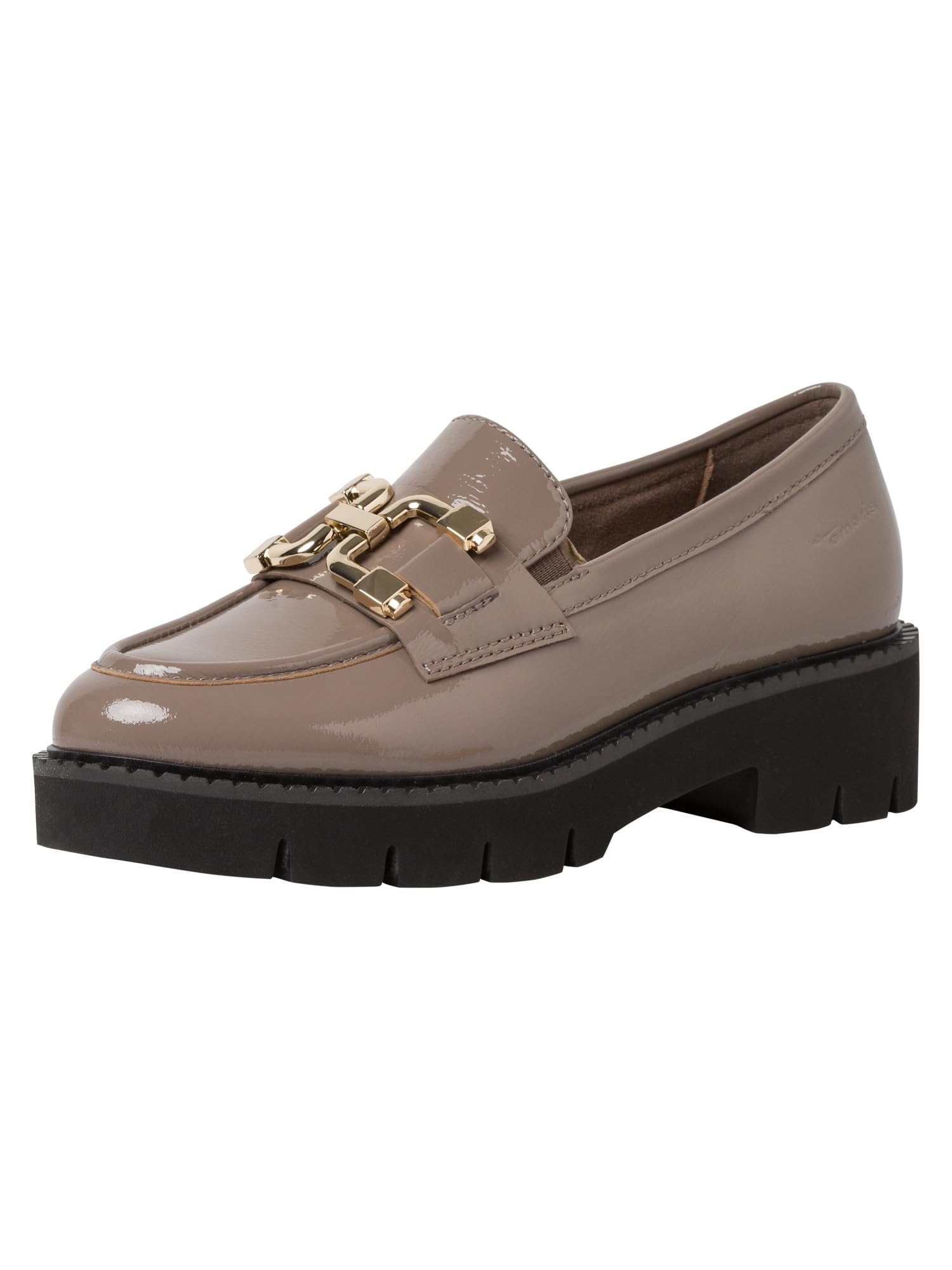 Tamaris Comfort Women’s Loafers Platform Leather Business , Taupe Patent, 6,5 UK