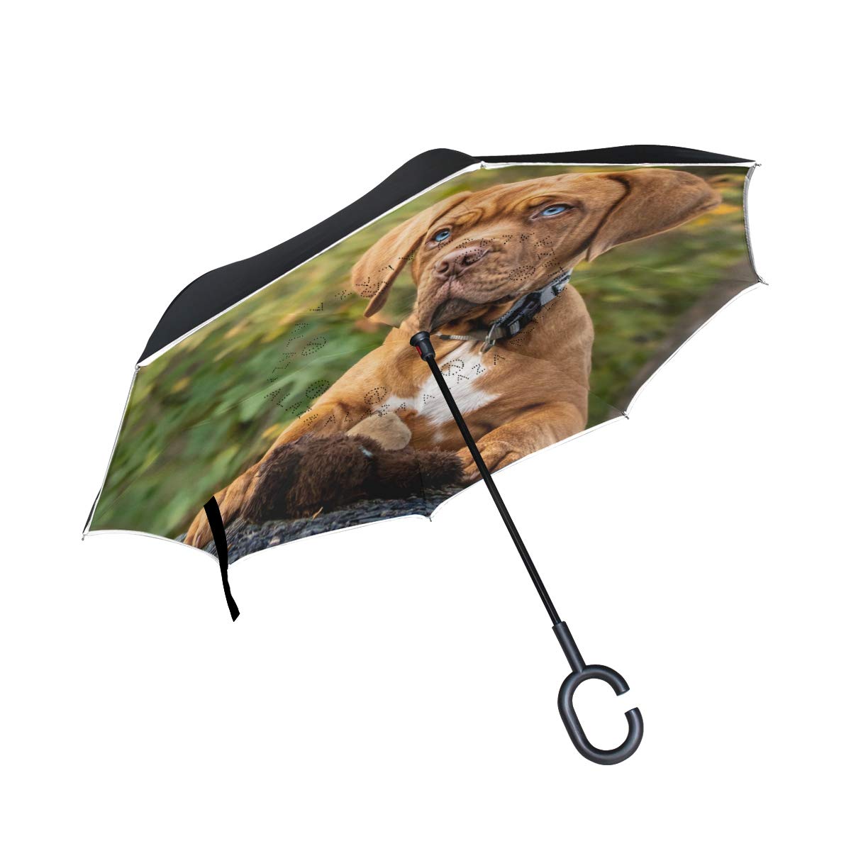 Paraguas con diseño de cachorro de animales divertidos invertidos al revés, a prueba de rayos UV, doble capa para mujeres, Multi9, talla única