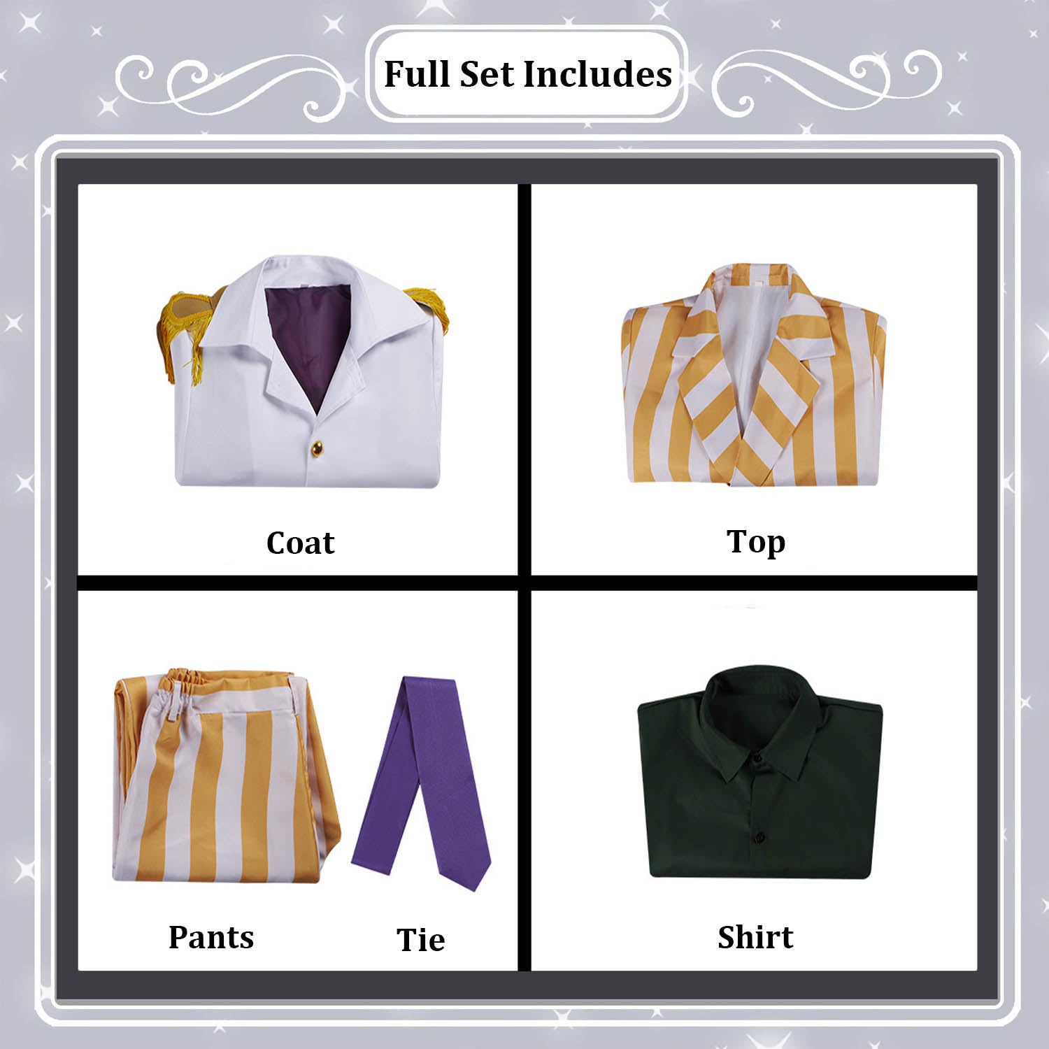 Anime One Piece B'orsalino Disfraz de cosplay Portgas D Ace Juego de rol Uniforme Bata Conjunto Completo Halloween Carnaval Fiesta Traje de vestir para Hombres