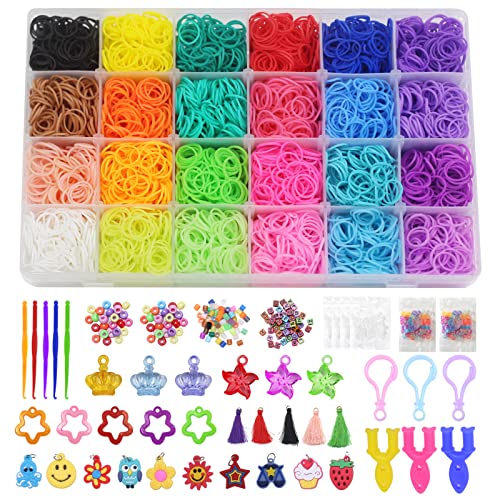 5800+ Loom Bands Bracelets Making Kit, 24 Colors Premium Quality Loom Rubber Bands, Rubber Bands Bracelets Refill Kit, Great For Kid's DIY Gift
