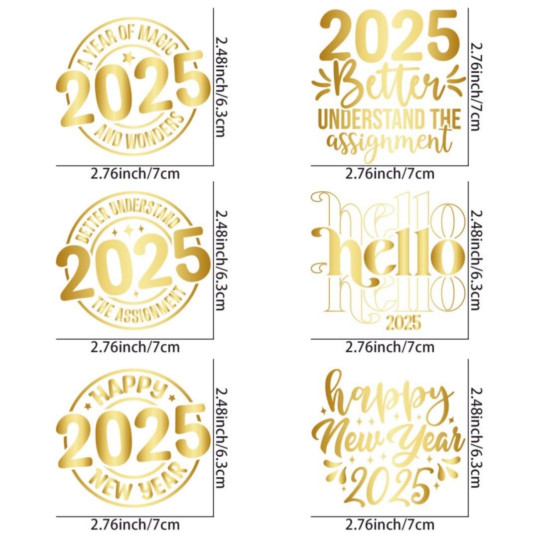 Happy New Year 2025 Iron Transfer Patch Heat Transfer Sticker Vinyl Design Iron Applique T-Shirt Clothing DIY Craft Applique Clothing Decoration