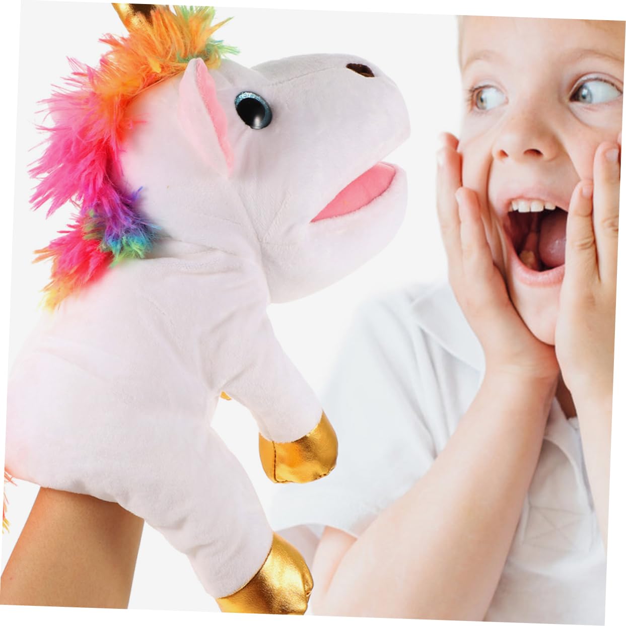 Alasum Marioneta de Mano de Unicornio de Peluche Juguete Interactivo para Contar Historias Adultos Mediano para Fiestas Infantiles y Educativos
