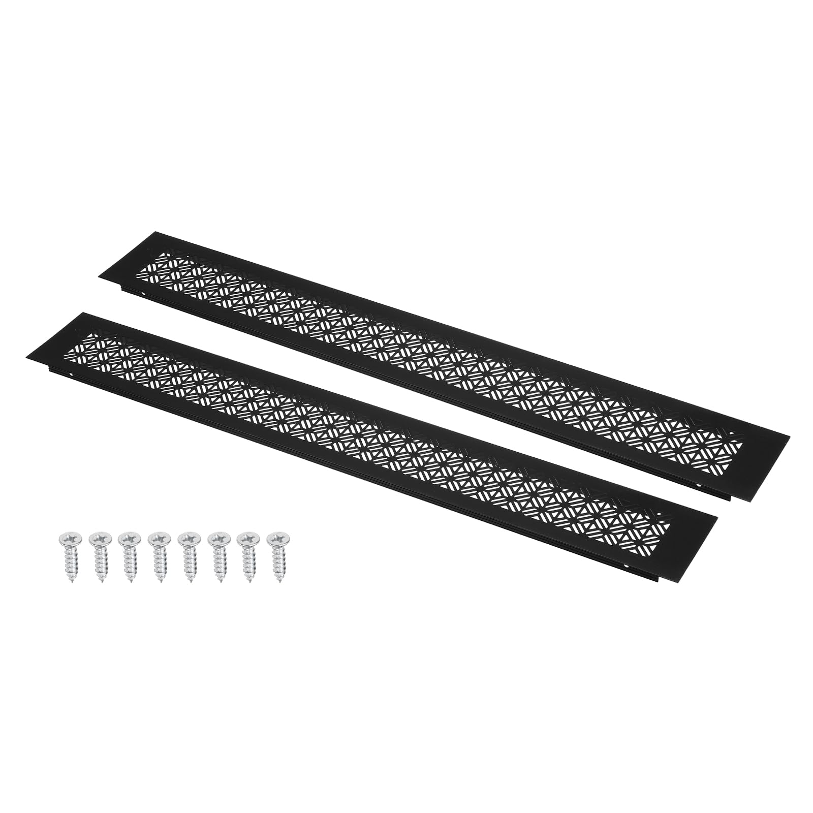 sourcing map 22 x 3 Inch (Duct Openings) Door Vent Cover, 2Set Aluminum Grille Ventilation Cover Louvered with Mounting Screws for Cabinet Wardrobe Door, Black (24 x 3 Inch Outer Size)
