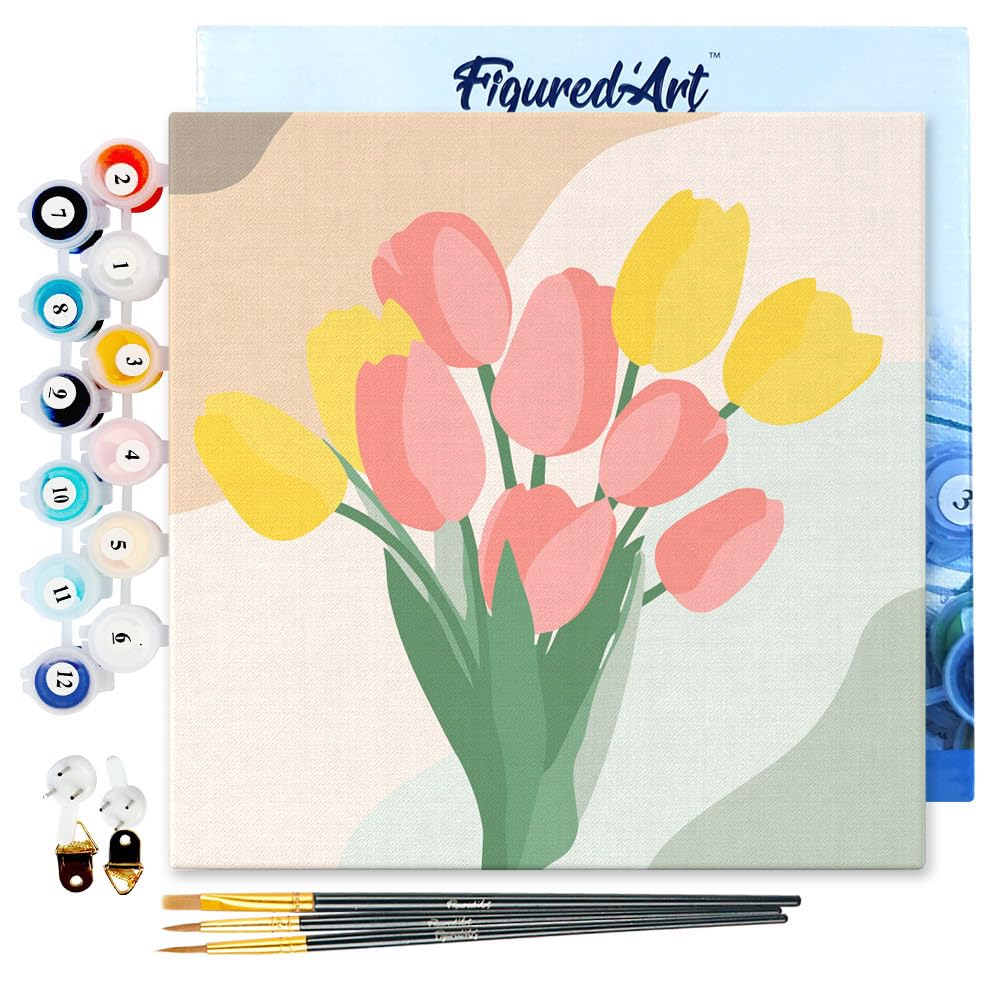 Peinture Par Numéro Adulte – Fleurs HD 40x50cm – Kit Complet Toile, Pinceaux & Acrylique – Idée Cadeau Déco Sans Cadre