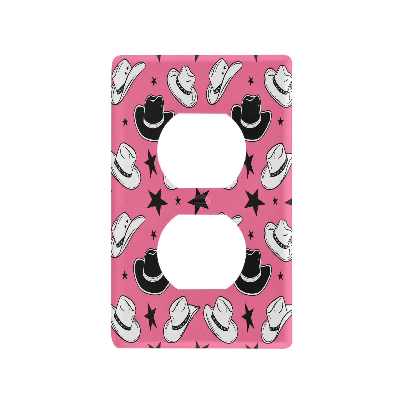 BOESI Graffiti Cowboy Hat and Star Light Switch Cover Trim, Switch Panel Trim, Receptacle Cover, Double Receptacle Receptacle Cover, 4.53 * 2.76 inches