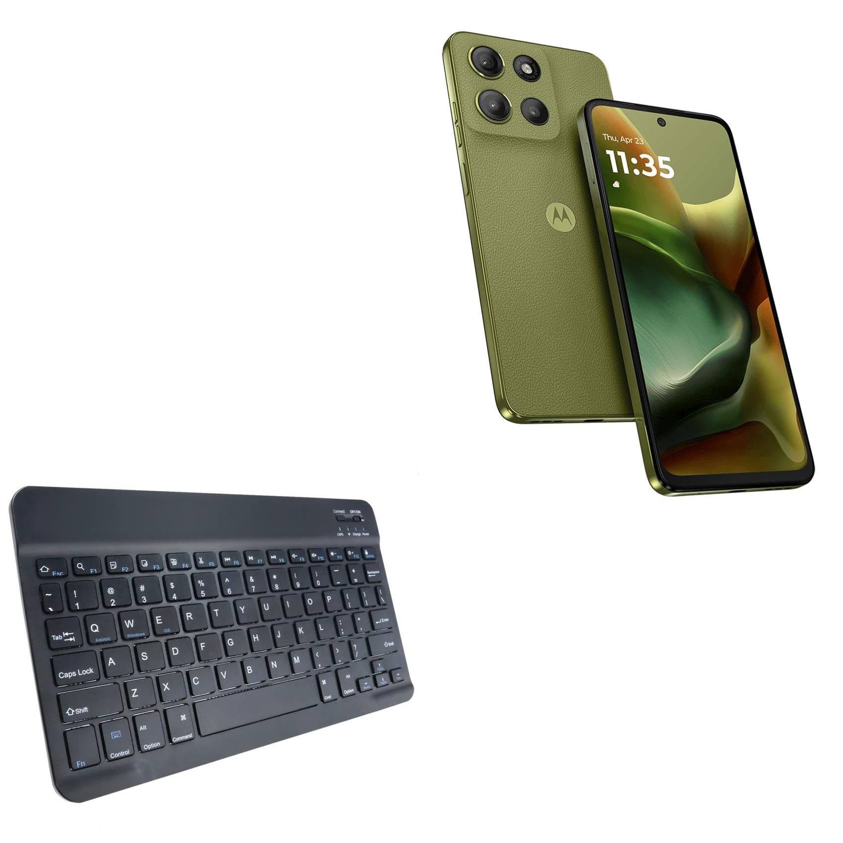 BoxWave Keyboard Compatible with Motorola Moto G15 - SlimKeys Bluetooth Keyboard, Portable Thin with Chiclet-Style Keys - Jet Black