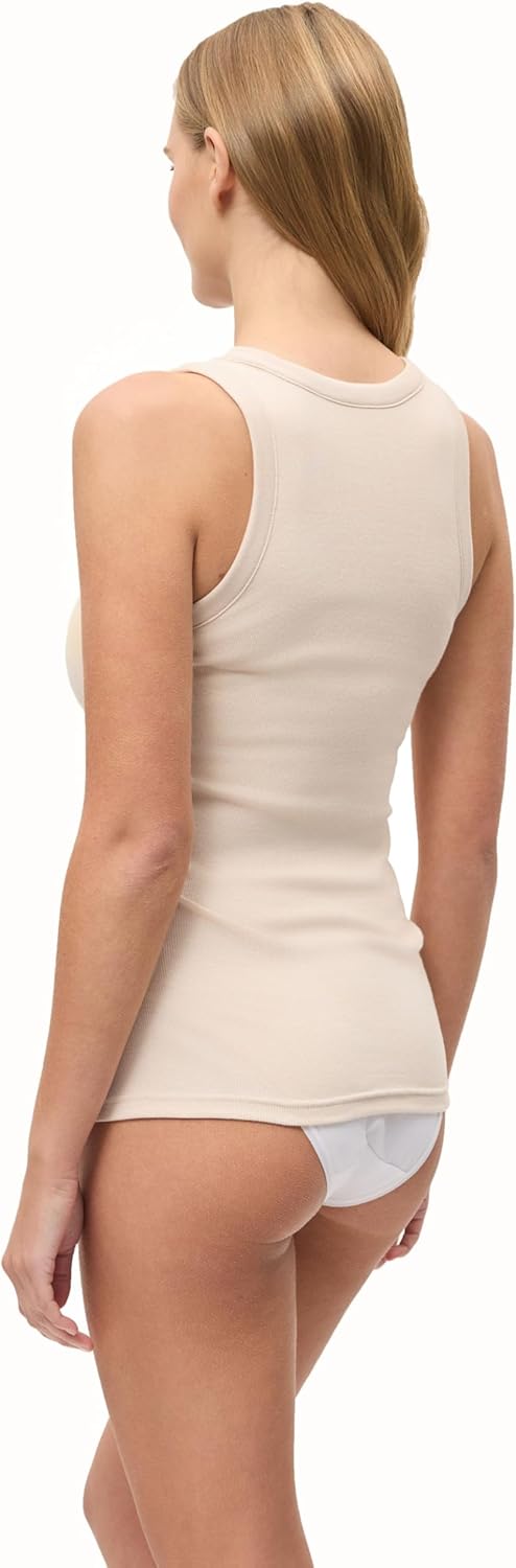 Papinelle Women’s Shelf Bra Milla Cotton Tank Top - Soft, Stretchy Rib-Knit Loungewear & Sleepwear