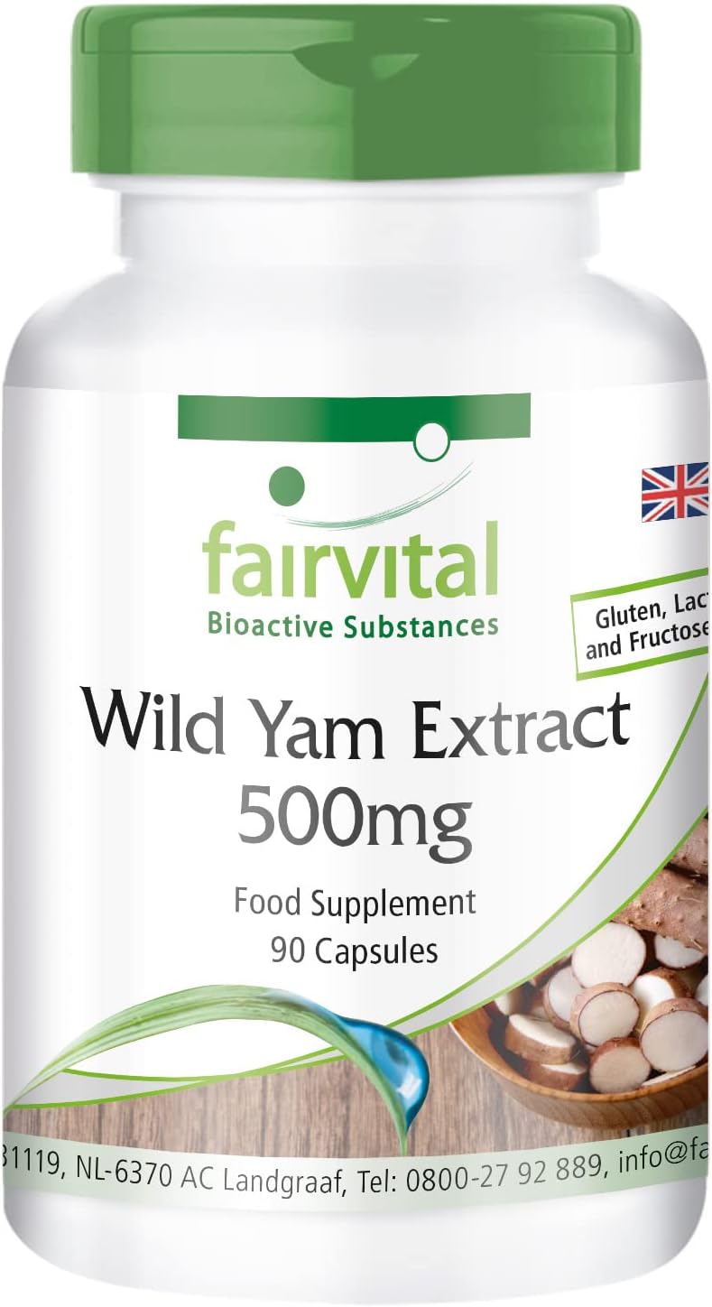 Fairvital | Wild yam Extract 500mg - Bulk Pack for 3 Months - Vegan - HIGH Dosage - 90 Capsules - standardised to 20% diosgenin