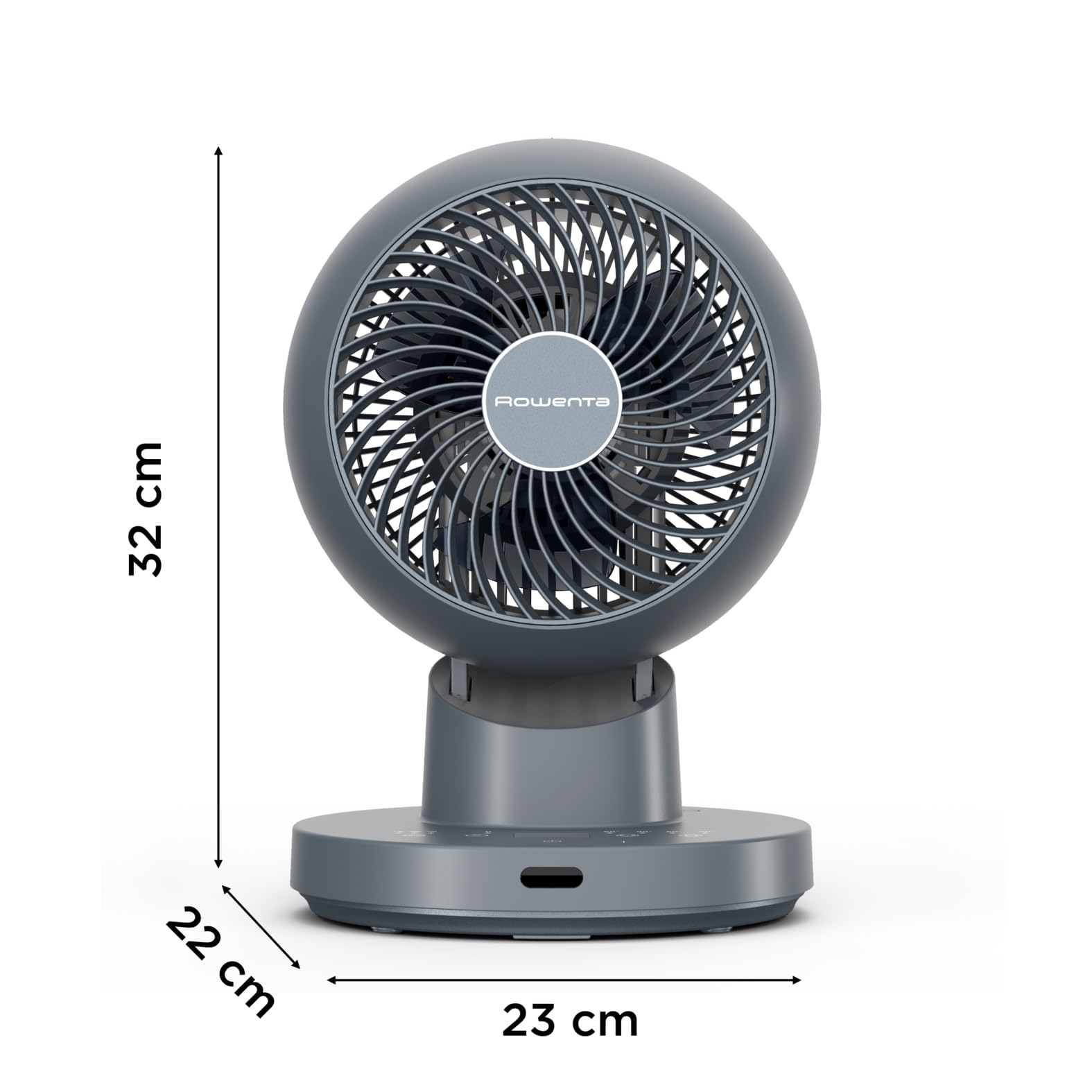 Rowenta Turbo Swift Compact Tischventilator, multidirektionale Schwenkfunktion, bis zu 50% Energieeinsparung, 12 Geschwindigkeitsstufen, 12h Timer, kompaktes Design, extrem leise, Blau, QV2540F0