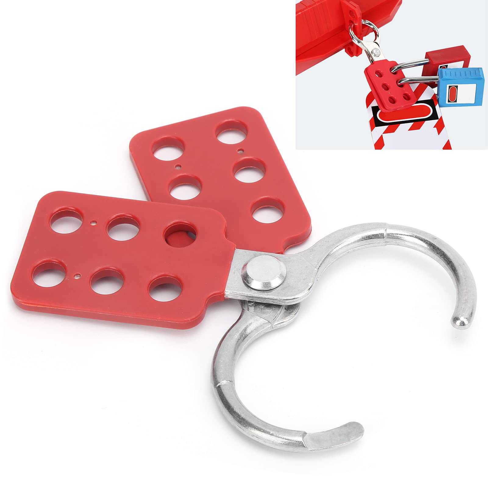 1,5 Lockout de acero de la mandíbula HASP, Lockout Tagout Hasp con mango y mandíbula extendida, HASP de aislamiento de seguridad HASP, Interlechado de 6 hoyos, 10 piezas
