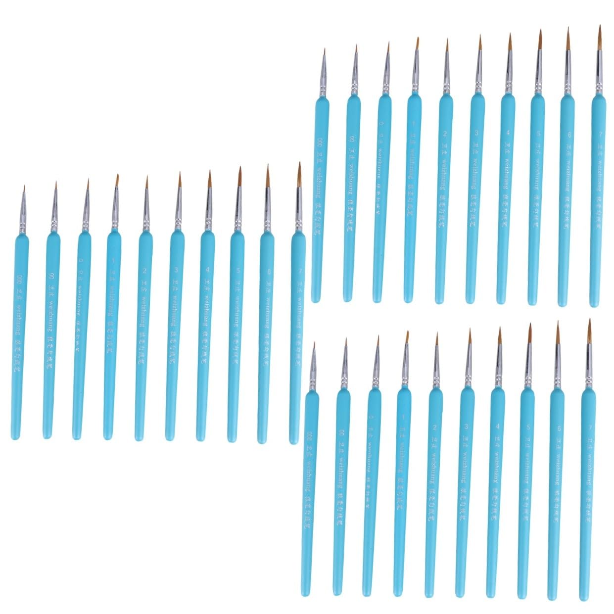 STOBOK 3juegos Pinceles De Detalle para Pintura Miniatura Pinceles De Pelo De Color Azul para Acuarelas Acrílicos y Óleos para Artistas