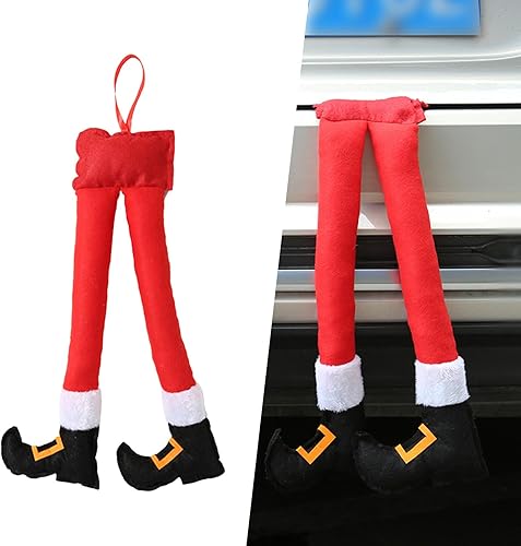 Miniatura 1 de Paquete de 1 pata de elfo de Papá Noel, colgante de pata de maletero de automóvil, decoraciones de felpa de Navidad, tronco a presión o árbol de