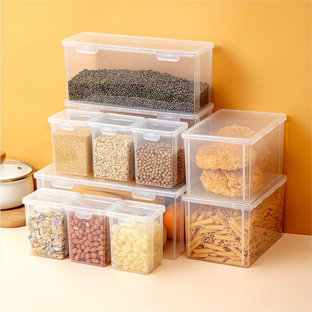 Frischhaltedosen Quadratische transparente Frischhaltebox PP Frischhaltebox Obst- und Gemüsekühlschrank-Aufbewahrungsbox Organizer Kühlschrank (Color : Clear, Size : B)