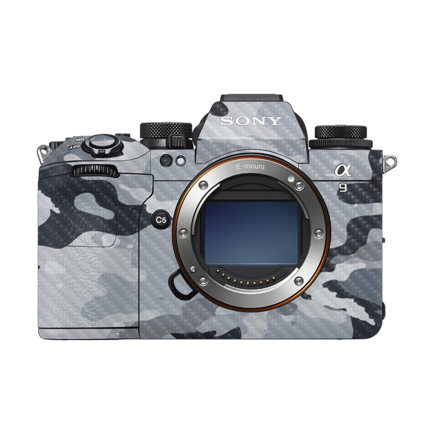 Carbon Fiber Camera Skin Compatible with Sony Alpha 9 III (2024) - Gray Camouflage - Premium 3M Vinyl Protective Wrap Decal Cover - Easy to Apply | Crafted in the USA by MightySkins