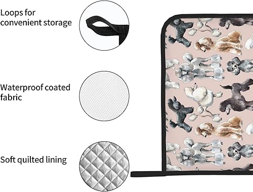 Miniatura 5 de Poodles Dogs - Soporte cuadrado aislado para ollas  8 x 8 pulgadas juego de dos piezas grueso y duradero aislamiento térmico anticaldera