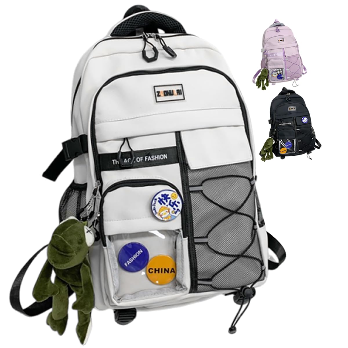 Mochila Escolar para Adolescentes con Gran Capacidad, Resistente al Agua y Correas Ajustables Mochilas Ultraligera Ergonómica con Múltiples Bolsillos(Off-white)
