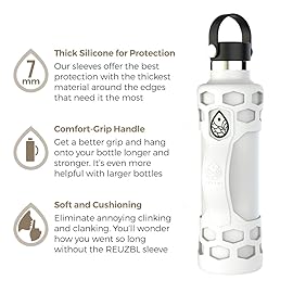 REUZBL Silicone Bottle Bumper with Patented Handle - Fits Hydro Flask 32 oz - Protective Bottle Boot Sleeve