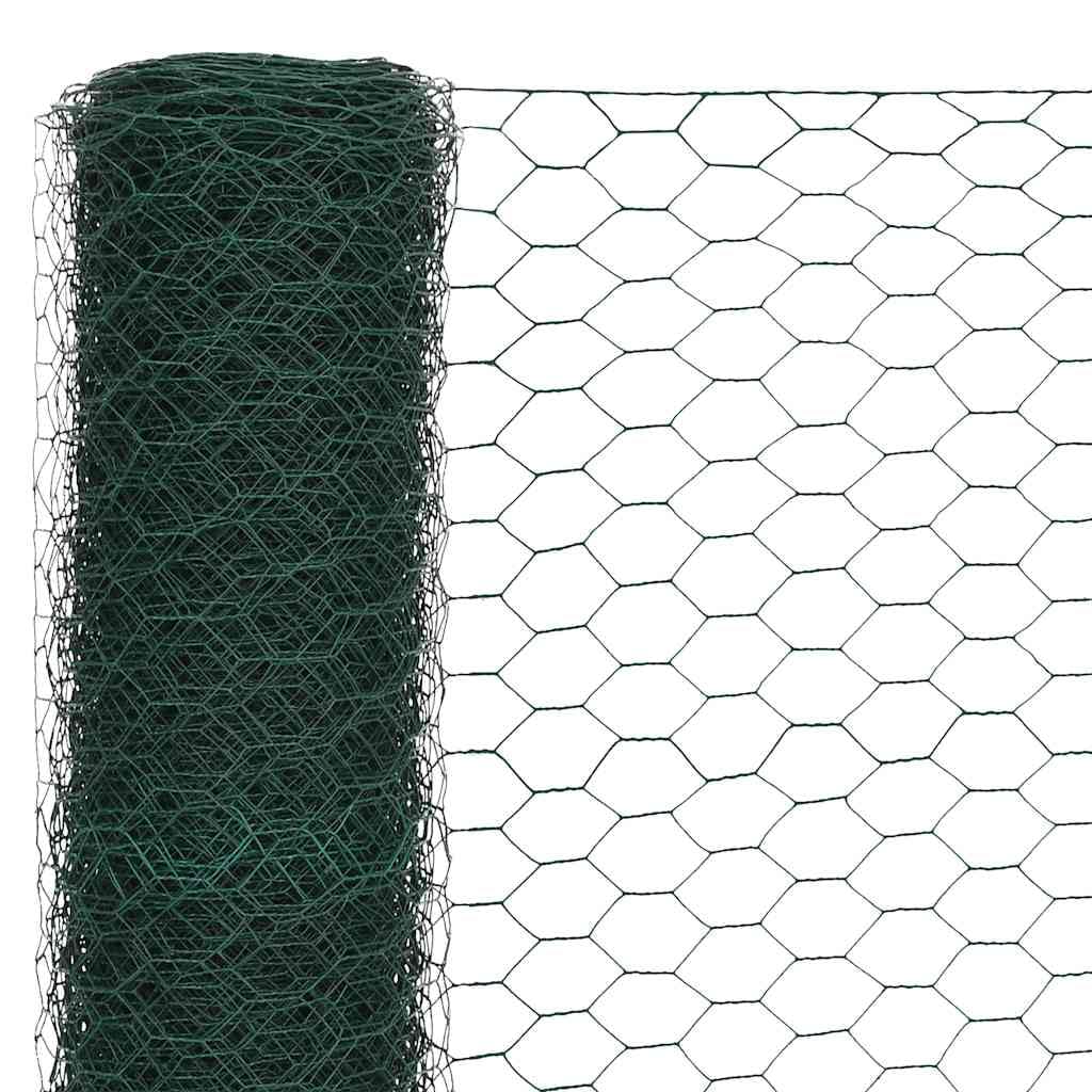 Valla de malla de alambre verde, 25 x 1,5 m, acero PVC, malla hexagonal, para jardín, gallineros, bancal alto, malla de alambre resistente a la intemperie para conejos, aviarios