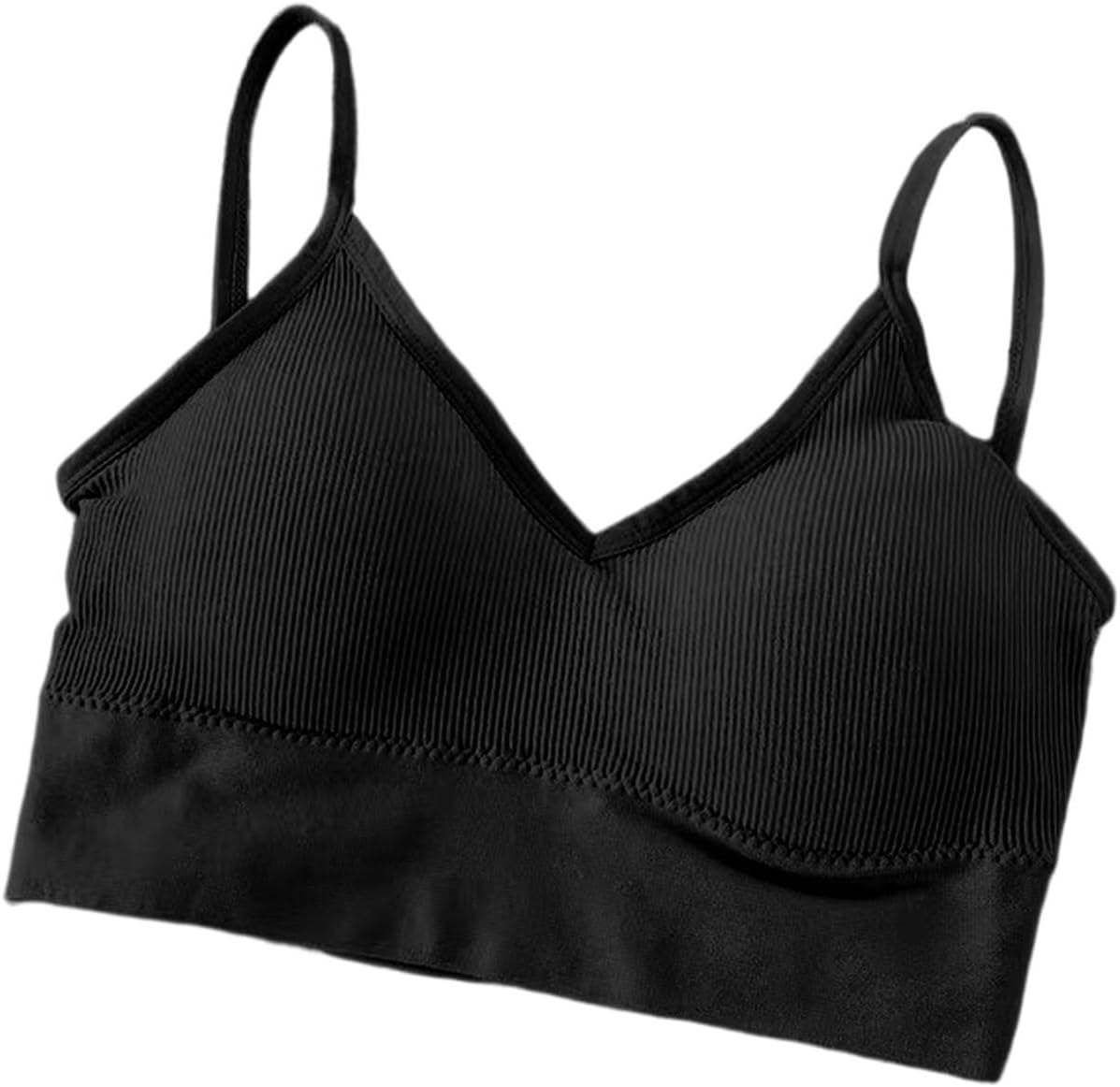 Scoop Neck Longline Sports Bras for Women Adjustable Spaghetti Strap Tank Workout Top Seamless Medium Supportive Bras