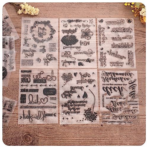 Silikonstempel Set, 10 Bögen Stempel Sprüche Deutsch Stempel Weihnachten Glückwunsch Silikonstempel mit Stempelblock 10x10 cm für Weihnachten Hochzeit Geburtstag Taufe Einladung Karten(10 Stile)