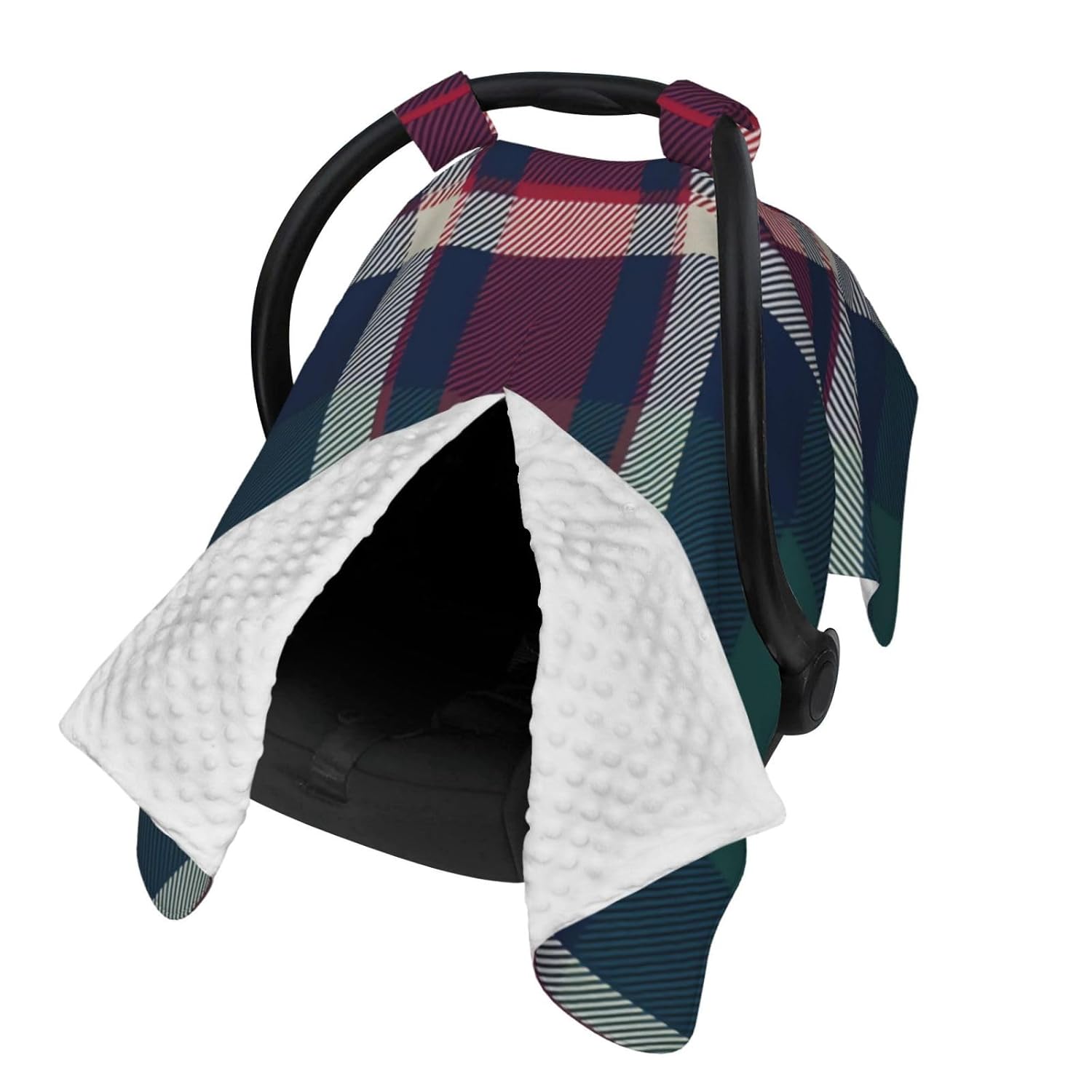 Plaid Baby Car Seat Cover & Breastfeeding Nursing Cover - Breathable Stretch Fabric Multi-Use Nursing Cover for Breastfeeding
