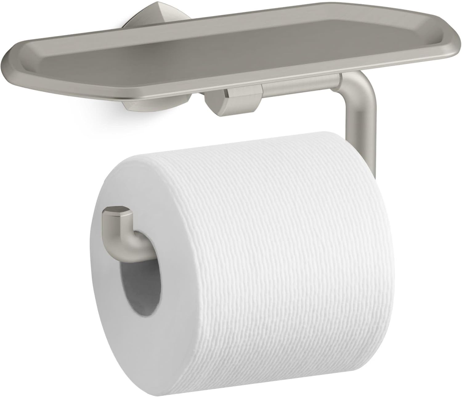Kohler K27128-SN Occasion Wall Mounted Euro Toilet Paper Holder with Tray Vibrant Polished Nickel