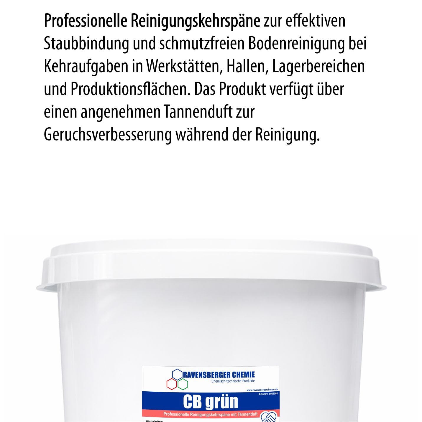 CB Grün - Industriekehrspäne Tannenduft 25 kg – staubbindende Kehrspäne für Werkstatt, Lager, Industriehallen & Garagen – bindet Staub, Schmutz & Feuchtigkeit