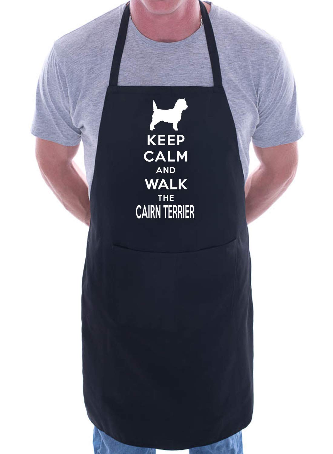 Print4u Women's Black Keep Calm & Walk The Cairn Terrier Apron Cooking Novelty Bbq Gag Gift Present For Dog Lover Mens