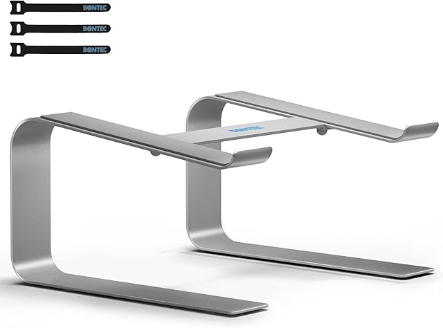 BONTEC Laptop Stand, Ergonomic Laptop Riser Laptop Stand for Desk, Notebook Stand Compatible with Most 10-17.3 Laptops, Silver