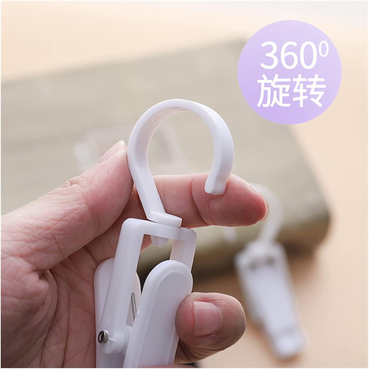 10 Ganci Girevoli 360° - Mollette Con Clip Per Appendere - Foto 12