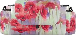 CUPADA Spring Colorful Poppy Universal Stroller Organizer with Cup Holders, Large Capacity Watercolor Dream Baby Stroller Organizer Bag Adjustable Strap Fit Most All Strollers