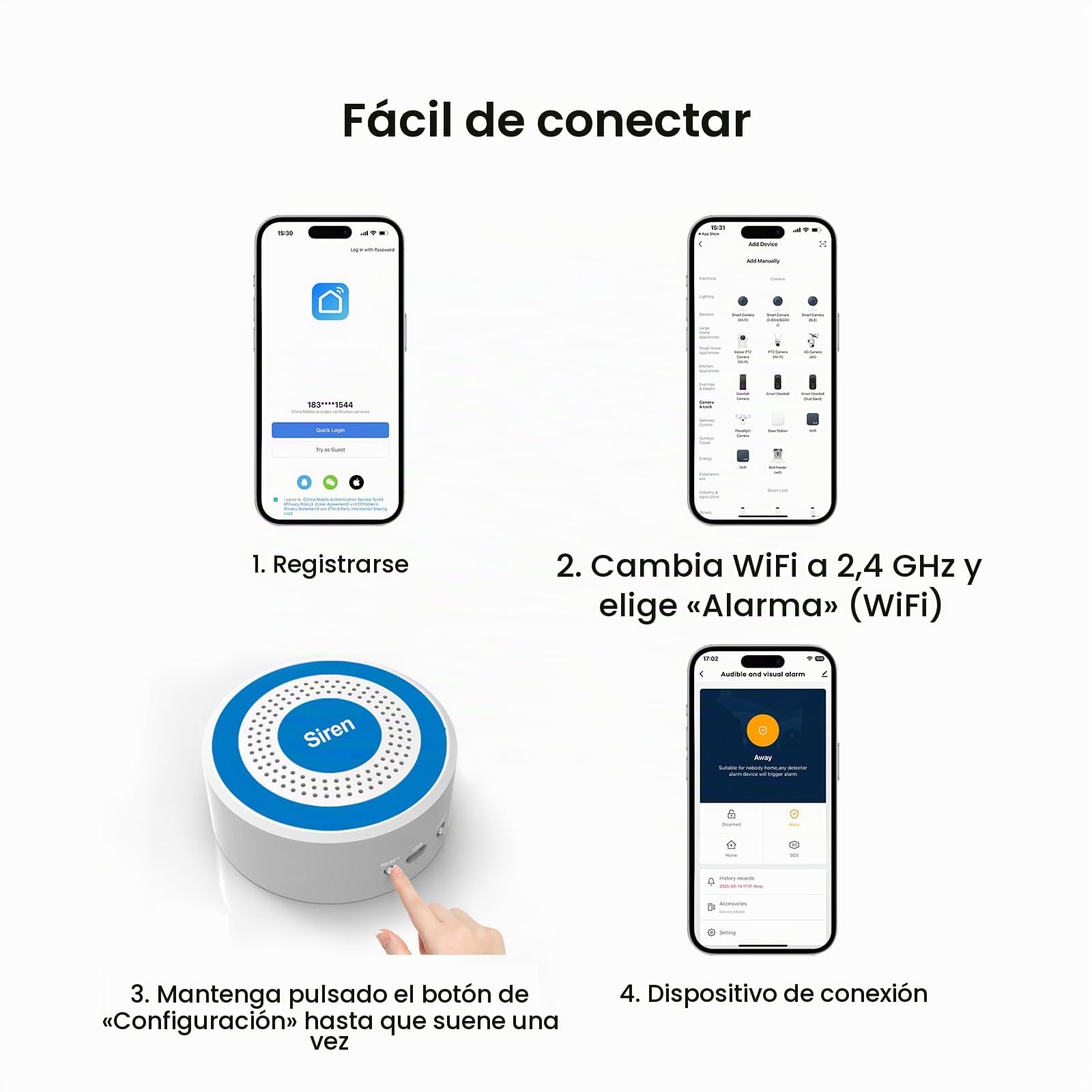 PGST Alarmas para casa,5PCS Kit Alarma casa WiFi,Sistema de Alarma para casa con Sirena 100DB, Puertas y Ventanas, PIR, para Casa, Caravana, Garaje,Compatible con Alexa, Google(Tuya/Smartlife)