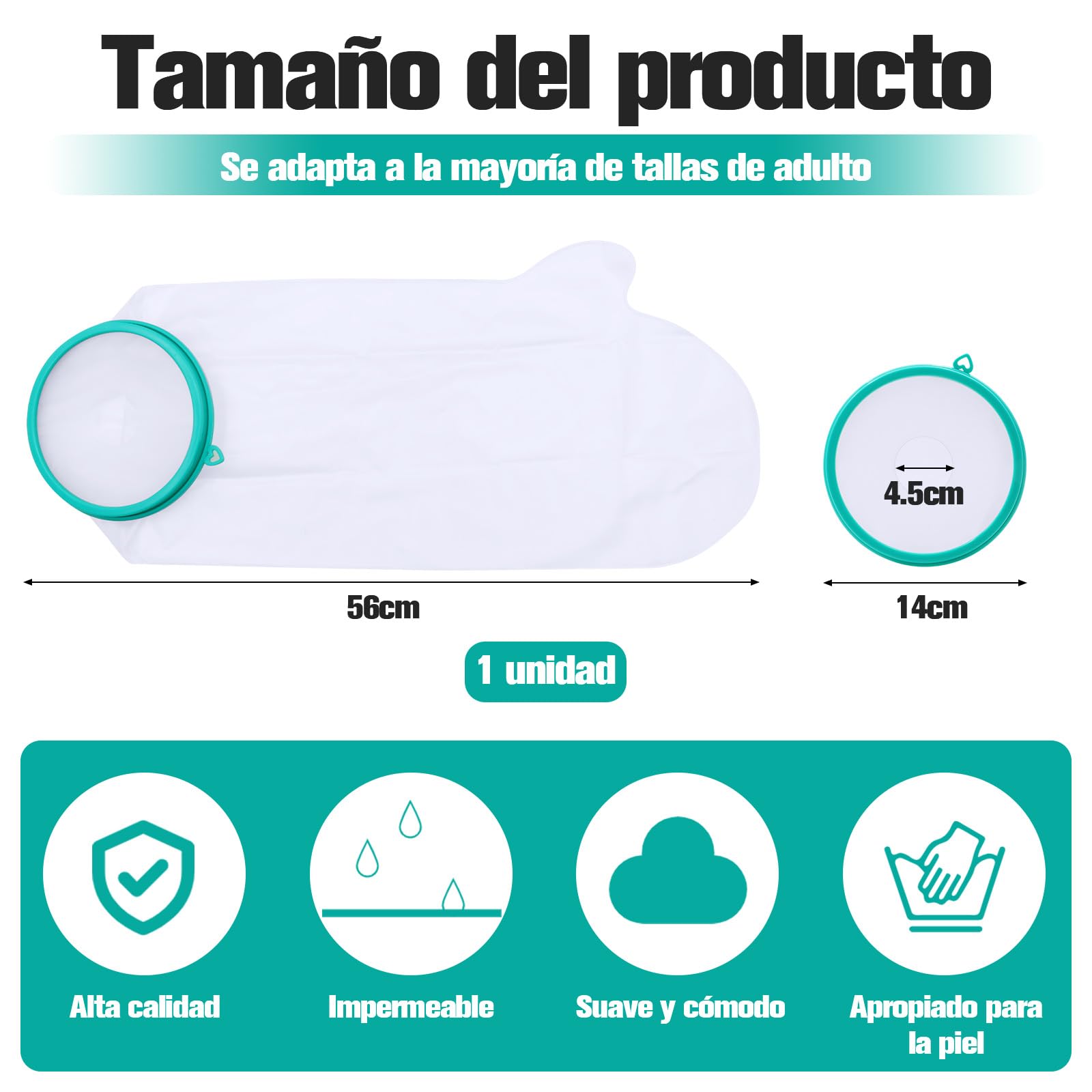 Protector Escayola Brazo, 56 CM Protector de Ducha Brazo Impermeable Adulto, Funda para Escayola Agua Brazos para Heridas
