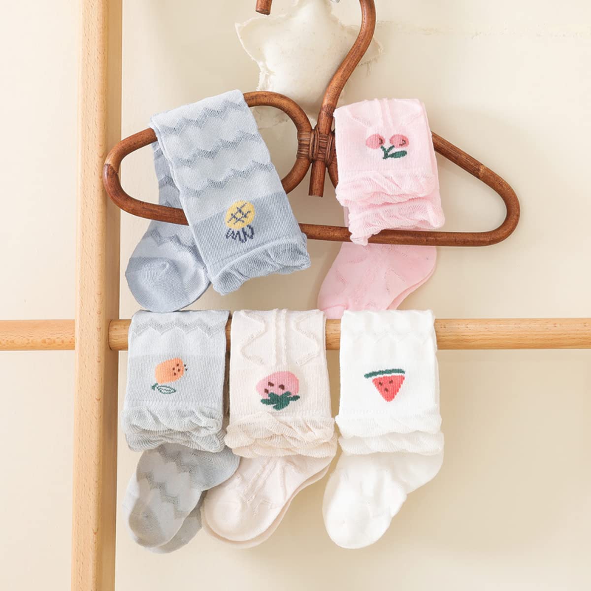 GUCHIGU Unisex Baby Knee High Socks Toddlers Breathable Cute Print Sock Anti-mosquito Long Knit 2 Pair Cotton Ankle Socks for Little Kids Boys Girls (Multicolor A-D, 6-36 Months, Pack of 2) 2