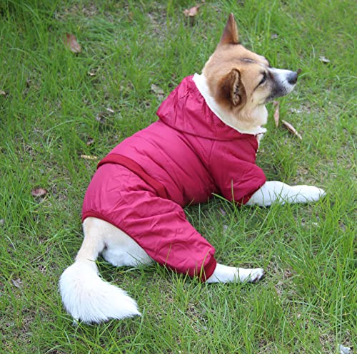JoyDaog Fleece Lined Dog Coat with Detachable Hood and Detachable Hind Legs,Warm Puppy Jacket in Winter(Red XXL) - Image 3