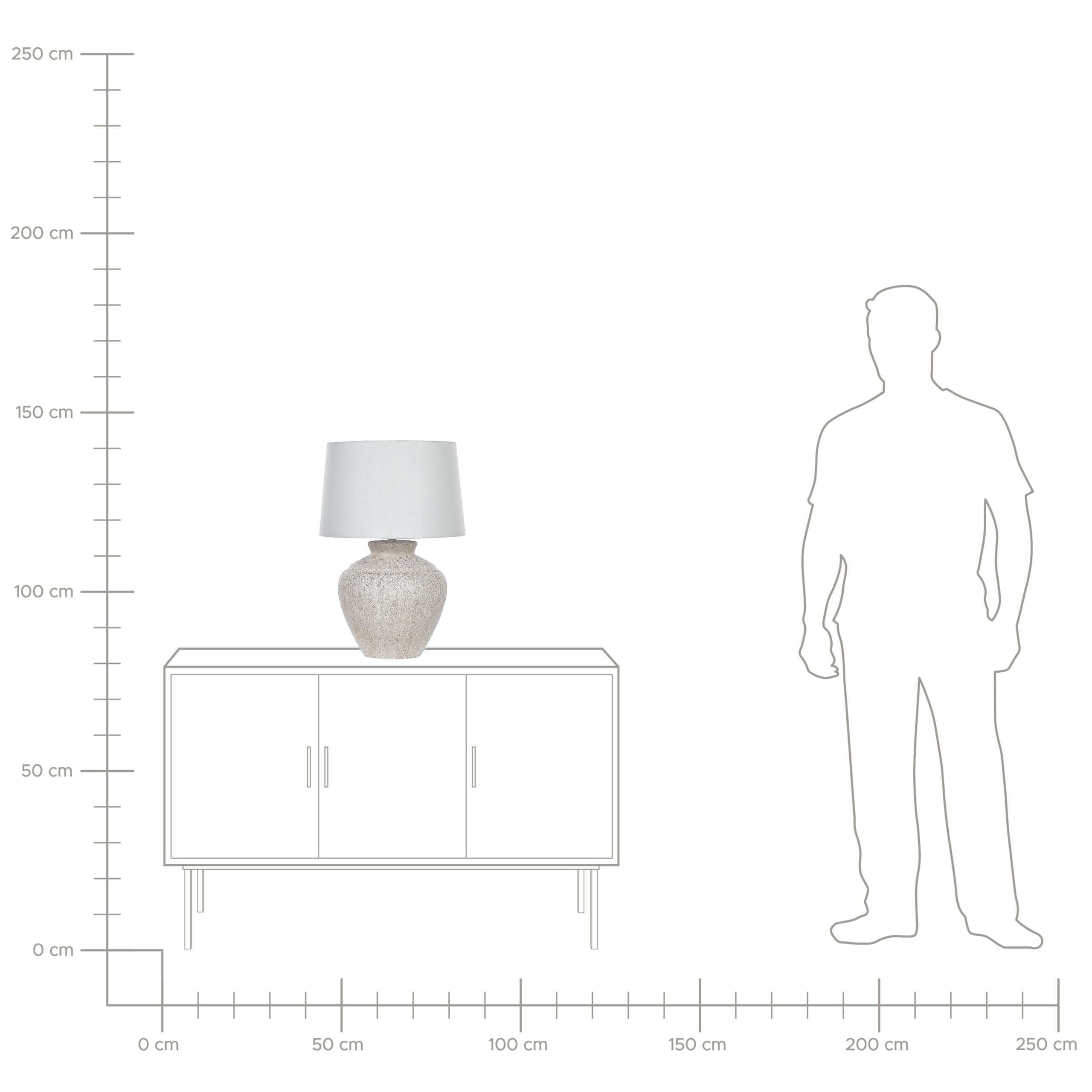 Beliani Tischlampe mit Keramikfuß hellbeige Steinoptik 60 cm Lampenschirm weiß Caine