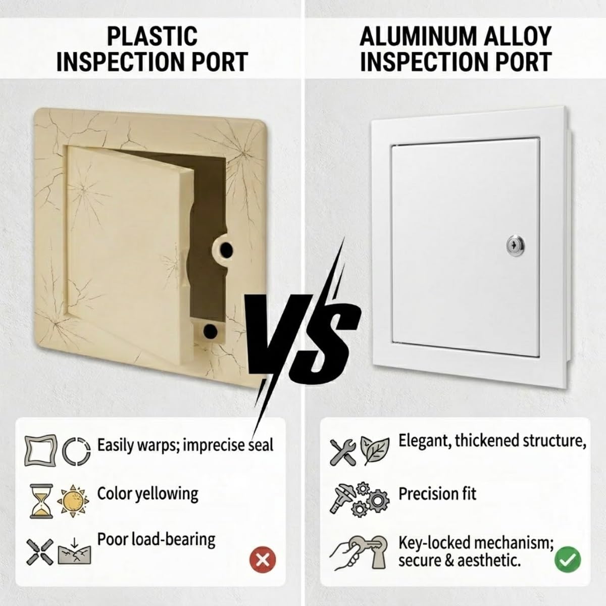 Panel de Acceso para Placas de Yeso Laminado de 300x300, 400x400, 500x500 y 600x600 mm, trampilla de inspección de Techo metálica con Cerradura, Tapa para Orificio de Pared de Puerta de acce