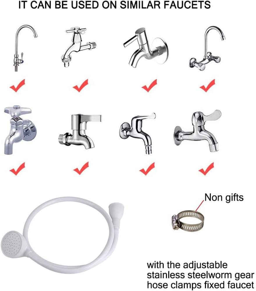 Pet Shower Sprayer Attachment Kit, Handheld Push On Pet Bathing Tool, Flexible Pet Faucet Sprayer Hose for Bathing Child, Pets, Washing Hair, Hairdresser(Single Tap)