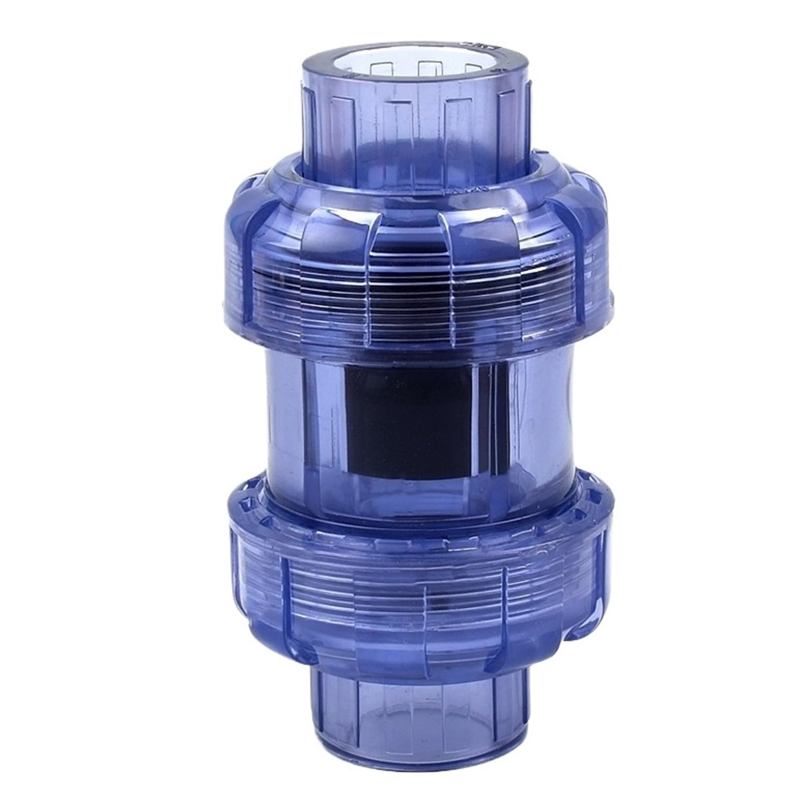 1 sztuk ID 20mm-63mm przezroczysty niebieski UPVC podwójny zawór zwrotny złączka montaż nawadniania ogrodu akwarium złącza zwrotne(Inner Dia 63mm)