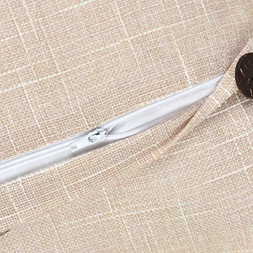 Farmhouse Throw Pillow Covers With Triple Button, Vintage Farmhouse Pillowcase, Set Of 2 Linen Pillow Covers For Couch, Sofa, Bed And Chair, Pink Beige, 18 X 18 Inches #TOP5