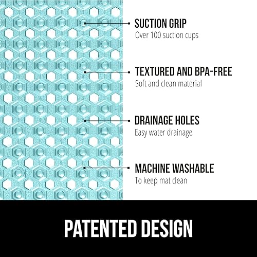 Vista 83 de Gorilla Grip - Alfombra de baño, ducha y bañera patentada, lavable a máquina, anti-bacteriana, sin BPA, látex, sin ftalatos, cuadrada, con agujeros