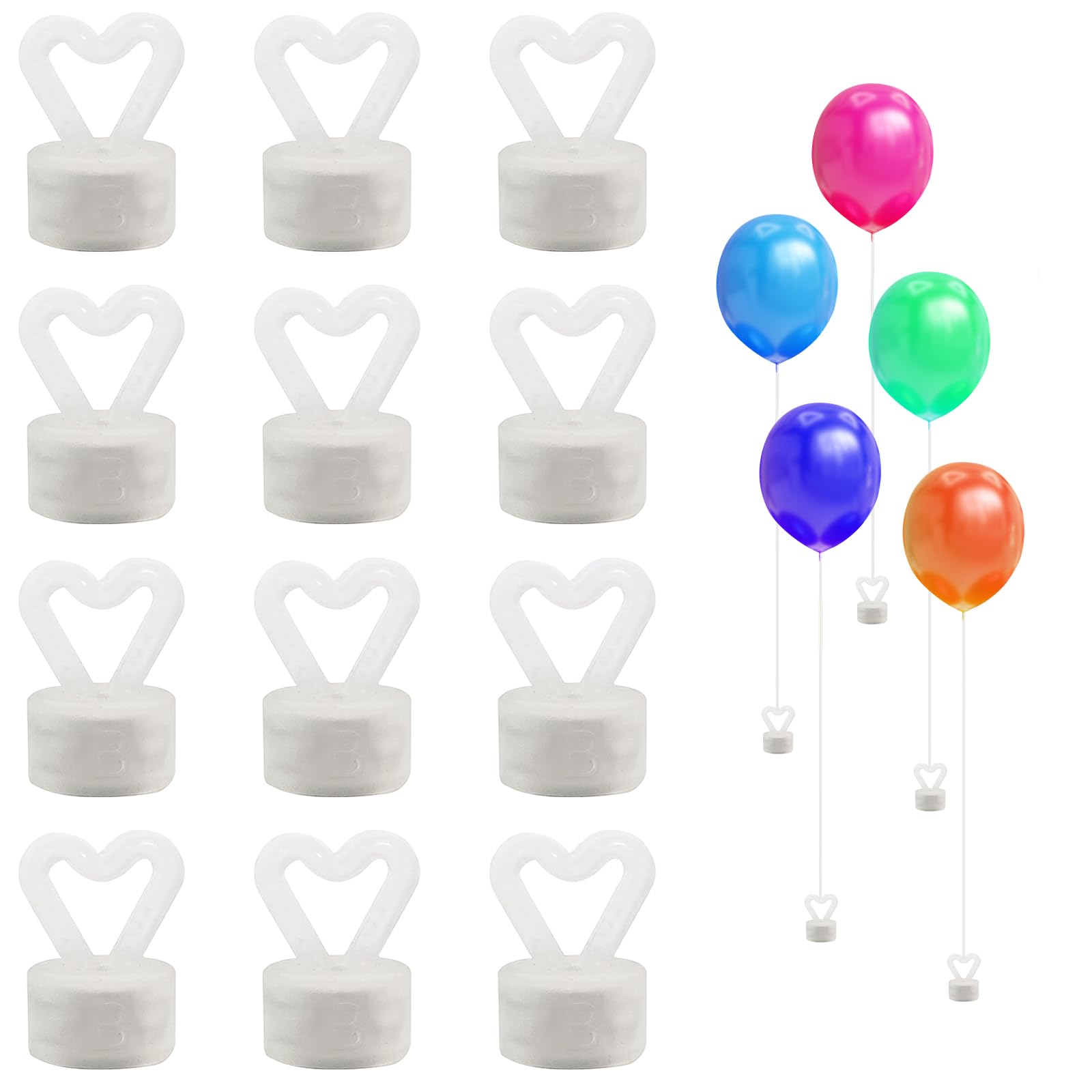 12 Pesi Per Palloncini A Forma Di Stella, Cuori E Smile - Plastica Colorata Con Foro Per Nastro - Per Feste, Compleanni, Matrimoni - 2