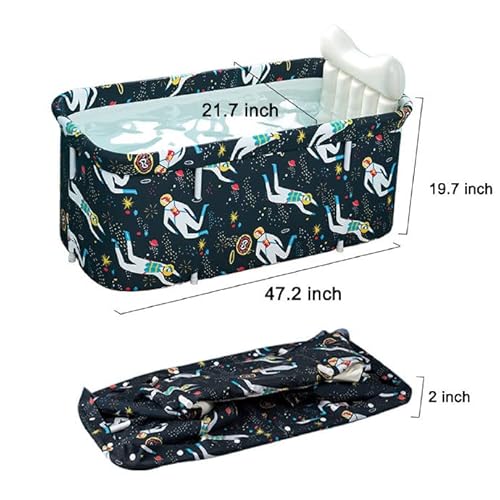W Weylan Tec 47 Inch Foldable Bath Tub Wide Bathtub With Bath Pillow Bath Seat Concise #TOP4