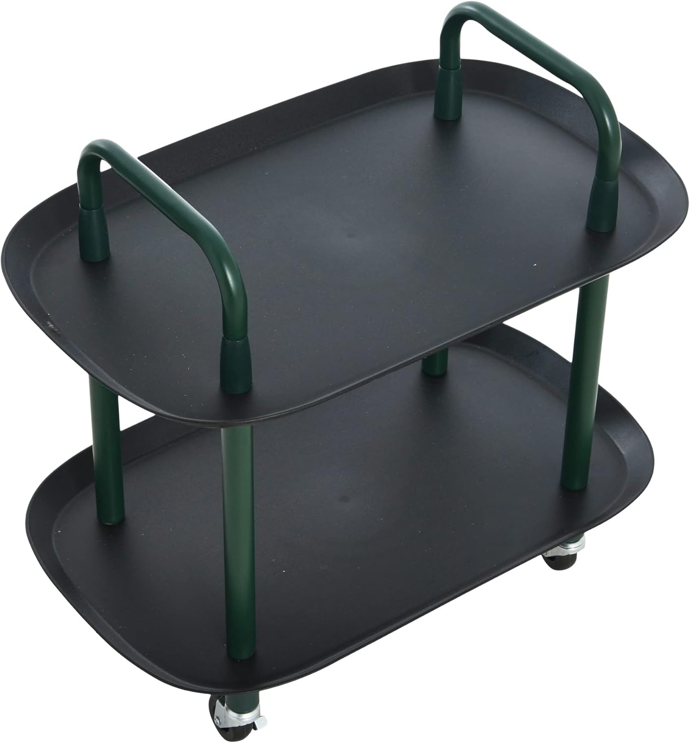 Main + Mesa Modern Plastic and Metal 2-Tier Trolley, Black and Dark Green