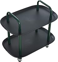 Vista 55 de Main + Mesa Carrito moderno de plástico y metal de 3 niveles, blanco y marrón