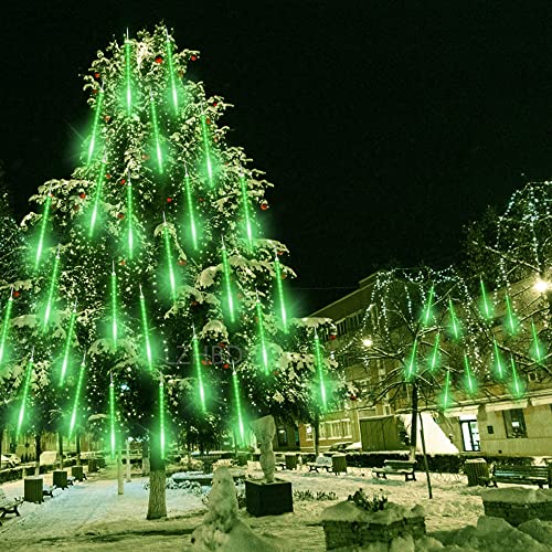 luces navideñas, 50 cm 10 Tube LEDs Luces de lluvia de Meteoritos de Jardín Luces de lluvia Impermeables Luces de lluvia, Upgrade Versión, Verde Cover